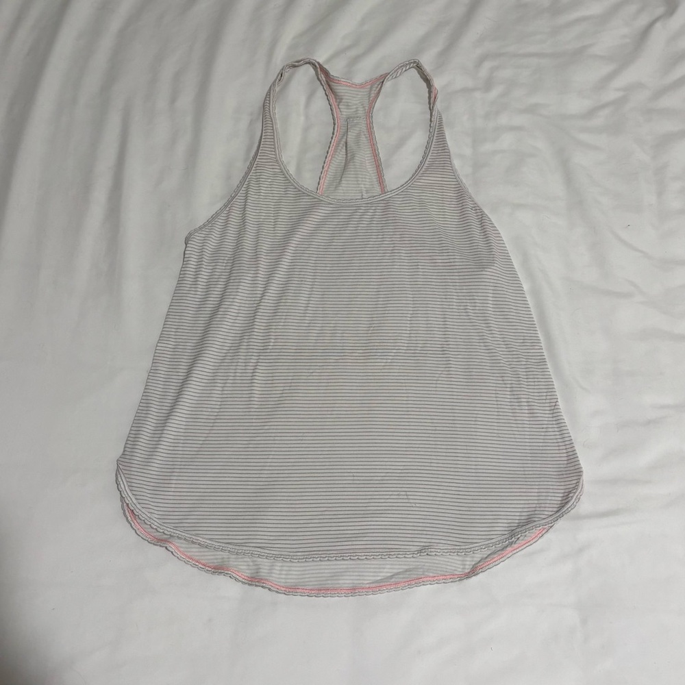 Lululemon Athletica Gray and Pink Striped Tank Top